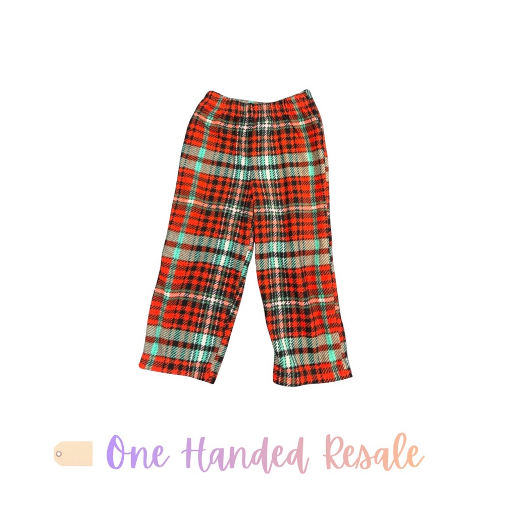 🌲 Cat & Jack Red Green Black Plaid Pajama Pants Loose Fit Wide Leg Bottoms 18M